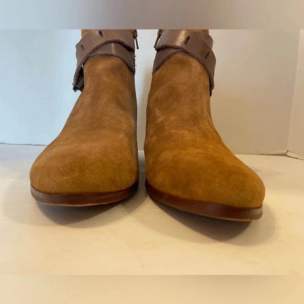 Nicole Brown Leather Suede Side Zip Bootie Shoes Size 10 M
